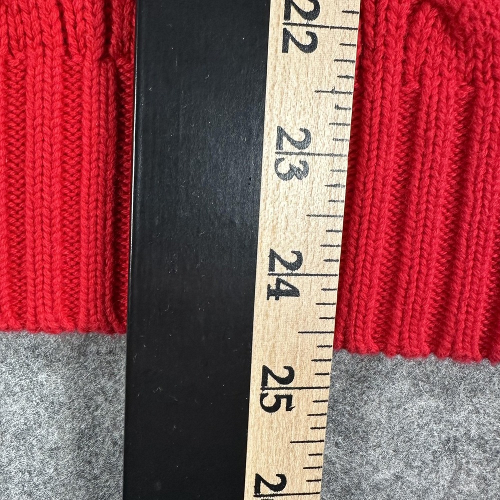 Lauren Ralph Lauren Sweater Womens Medium Red Cable Knit Cotton Crest Old Money - Picture 6 of 13